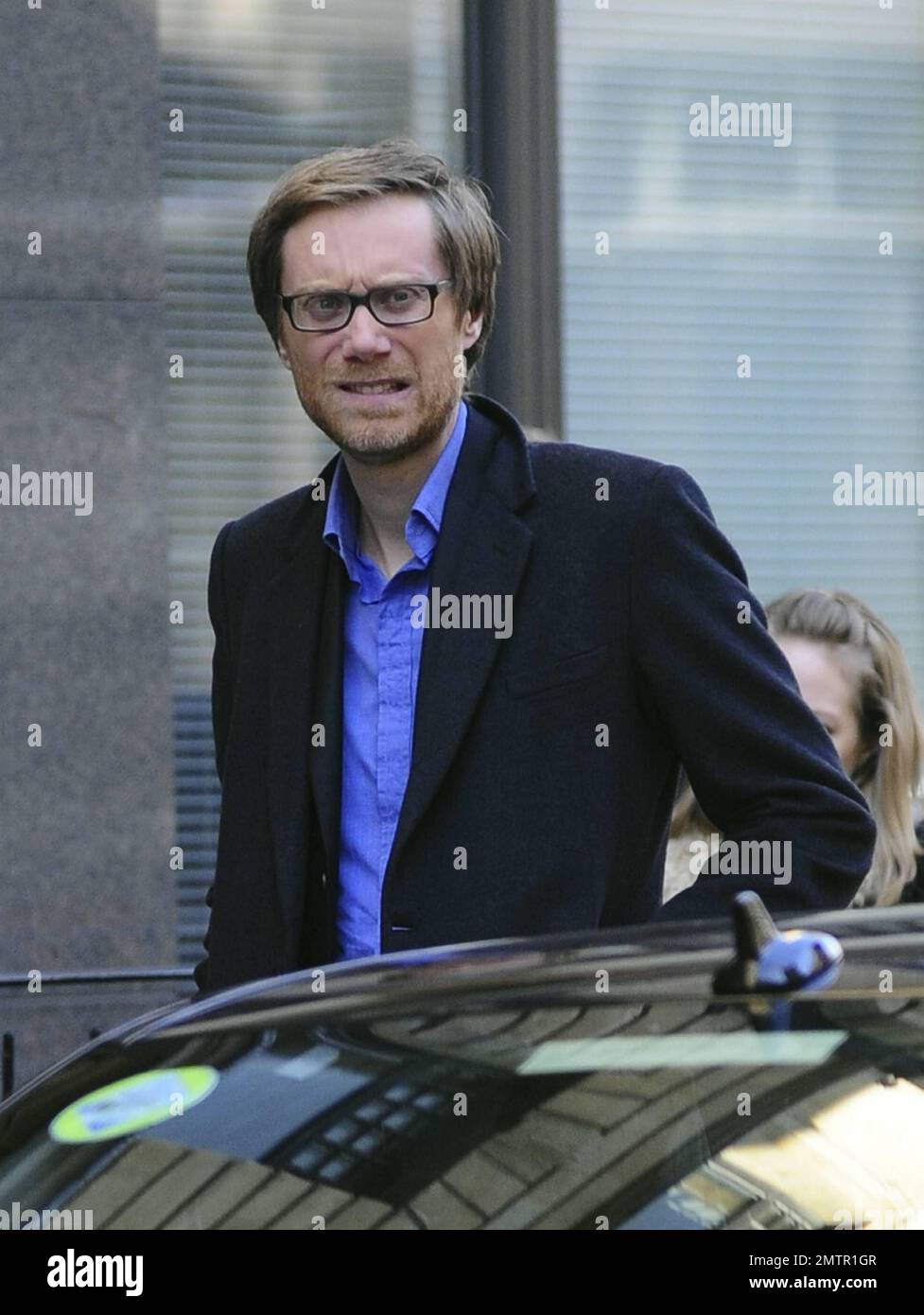 British writer, director, radio presenter and comic actor Stephen Merchant  spends time with a friend out and about in London, UK. 3/7/11 Stock Photo -  Alamy