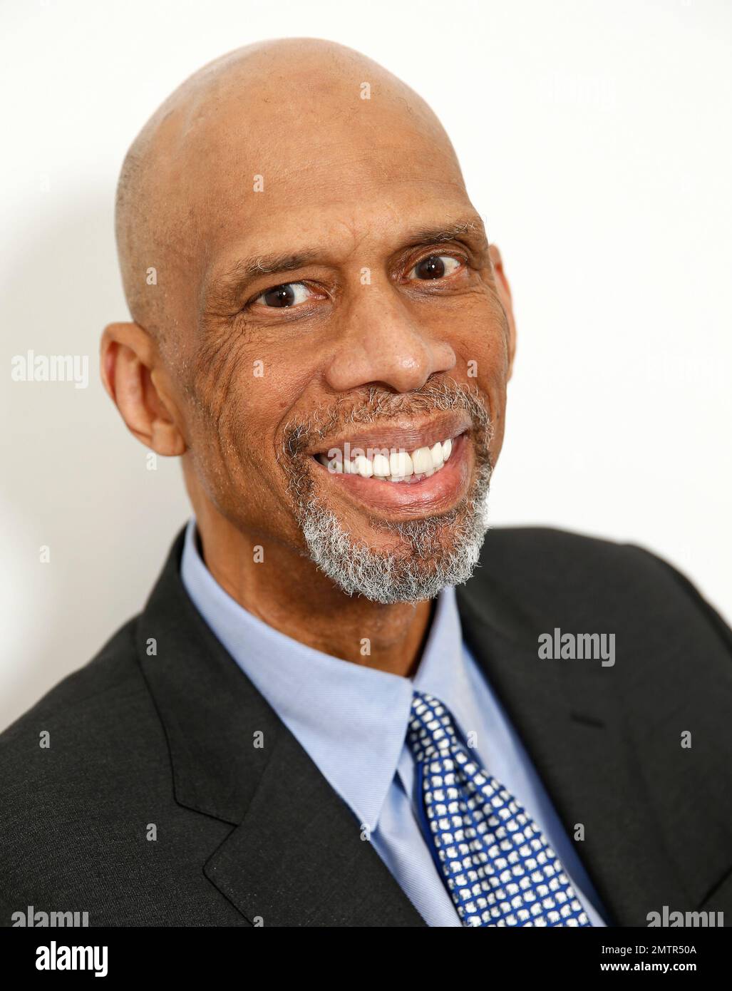 Retired NBA basketball player and author Kareem AbdulJabbar poses for
