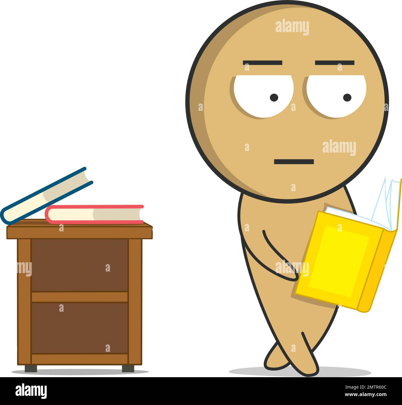 Boy reading a book next to a bookshelf Stock Vector Image & Art Alamy