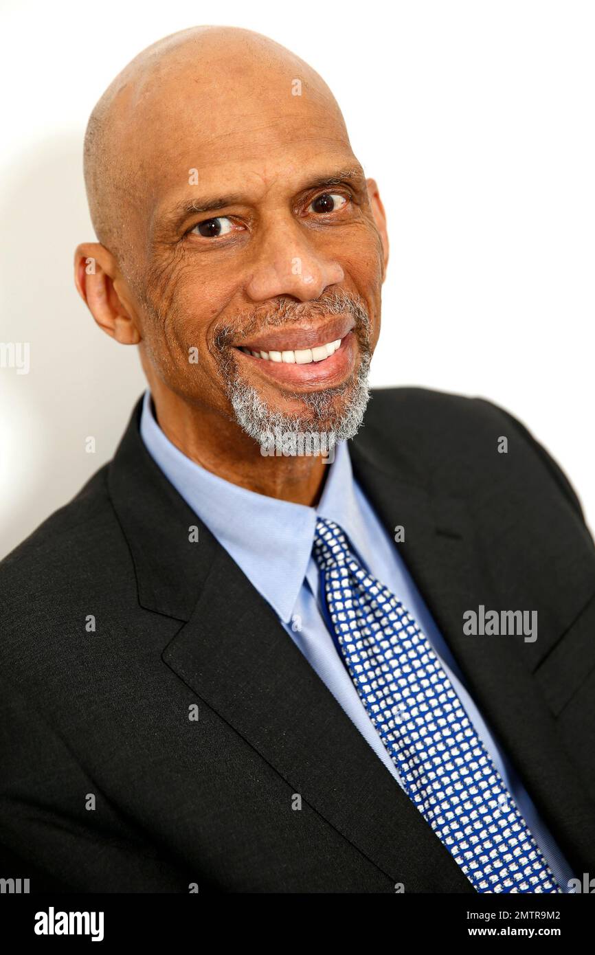 Retired NBA basketball player and author Kareem AbdulJabbar poses for