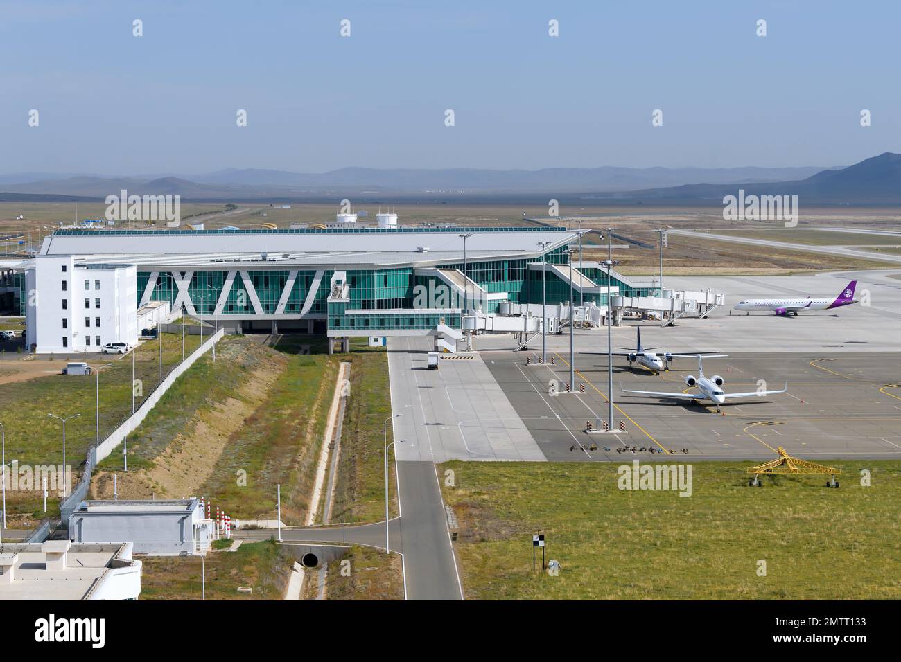 New Ulaanbaatar International Airport passengers terminal. New airport. Ulaanbaatar Airport in Mongolia named Chinggis Khaan International Airport. Stock Photo