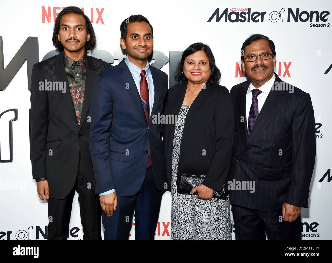 The Ansari family, from left Aniz Ansari, Aziz Ansari, Fatima Ansari and Shoukath Ansari pose