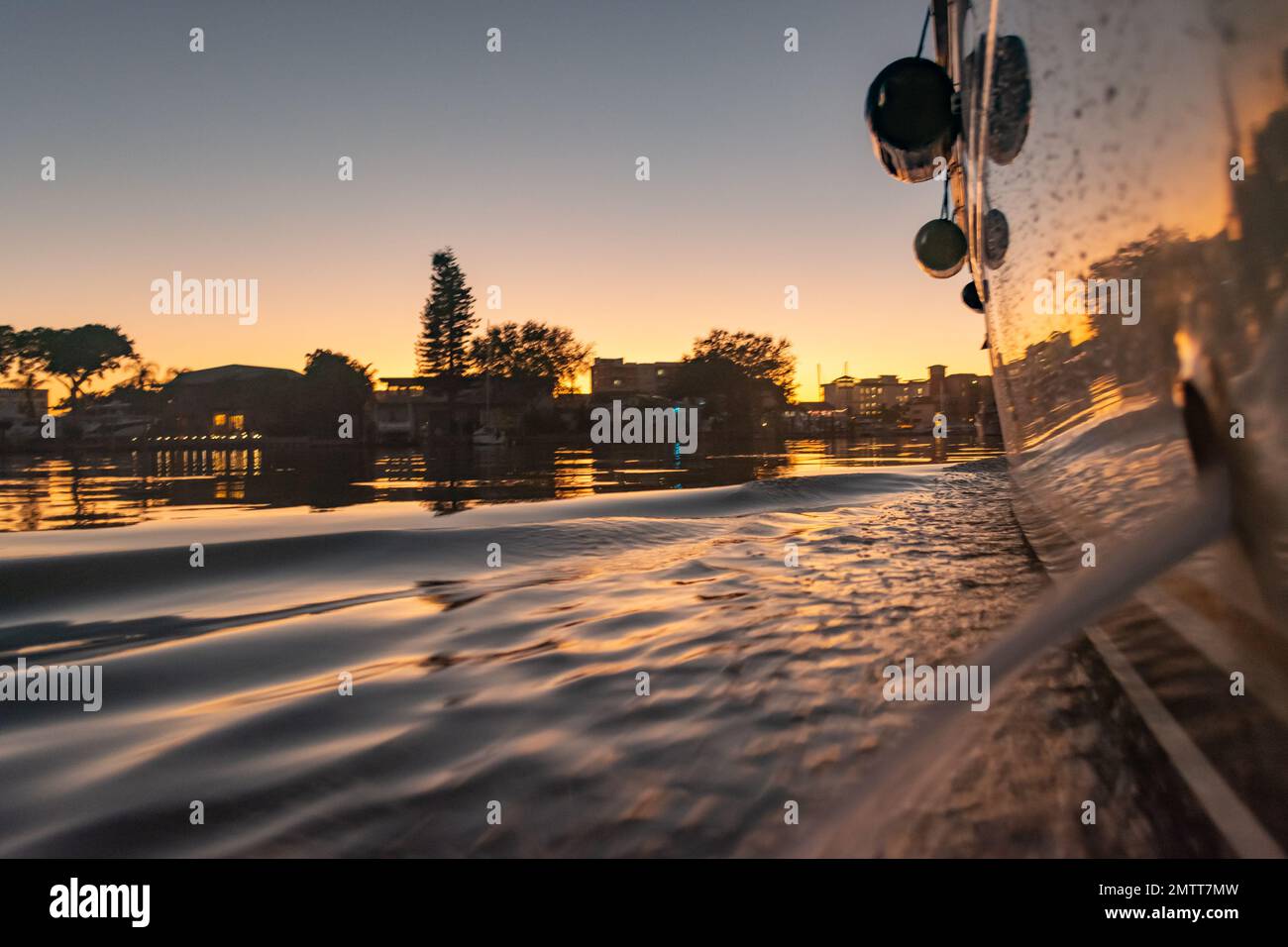 cruising on the water at sunset on a yacht in the Gulf coast of Florida USA Stock Photo Alamy