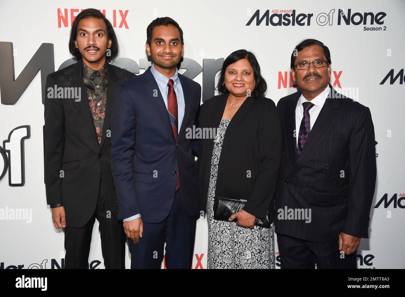 The Ansari family, from left, Aniz Ansari, Aziz Ansari, Fatima Ansari and Shoukath Ansari pose