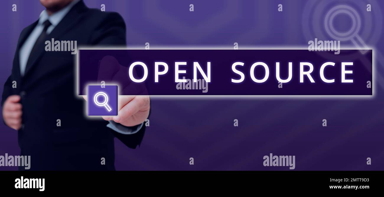 Writing displaying text Open Source. Internet Concept denoting software which original source code freely available Stock Photo