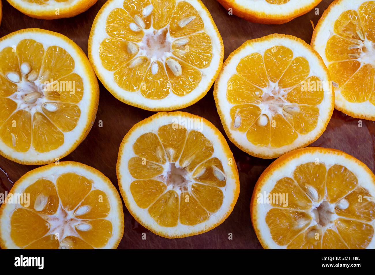 Making seville orange marmalade at home. Stock Photo