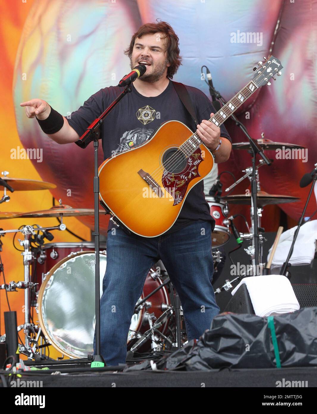 Jack Black and Kyle Gass of 'Tenacious D' perform live on the Jim Marshall main stage during day 2 of The Download Festival held at Donington Park in Castle Donington, UK. 9th June 2012. Stock Photo
