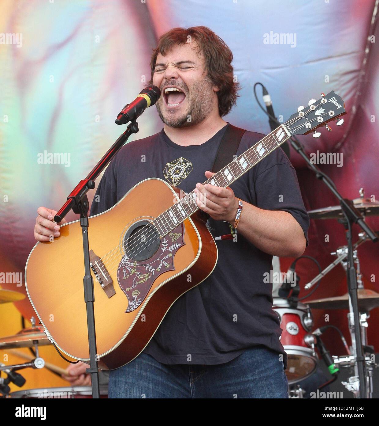 Jack Black and Kyle Gass of 'Tenacious D' perform live on the Jim Marshall main stage during day 2 of The Download Festival held at Donington Park in Castle Donington, UK. 9th June 2012. . Stock Photo