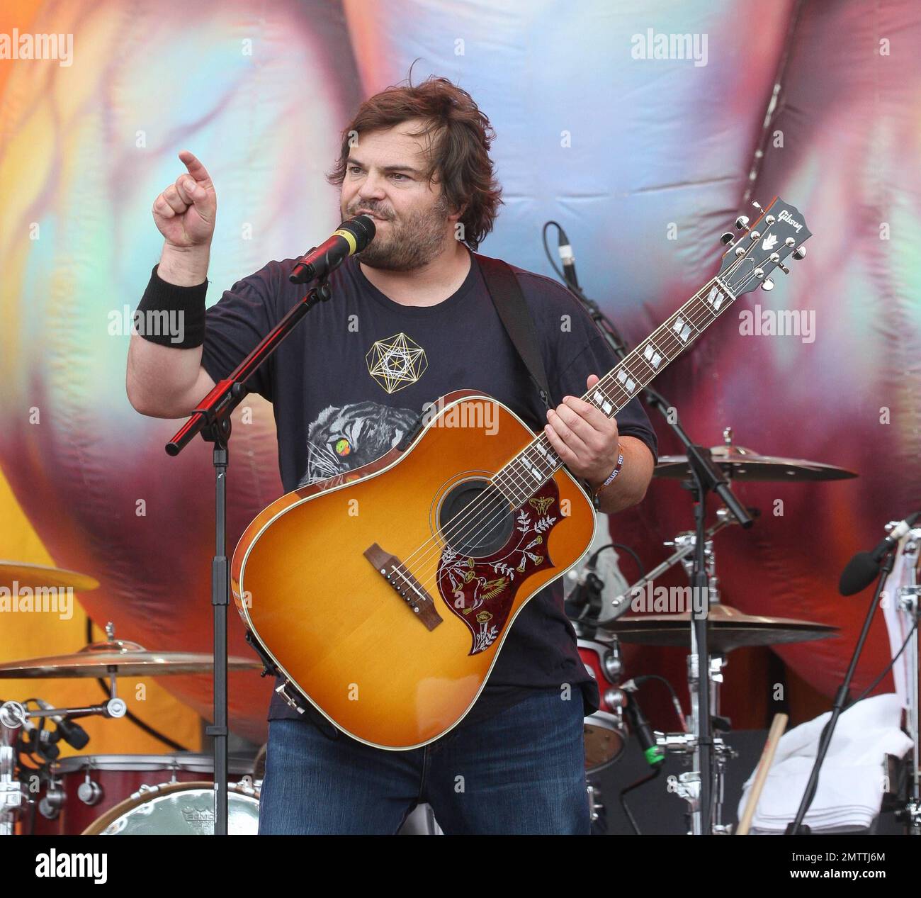 Jack Black and Kyle Gass of 'Tenacious D' perform live on the Jim Marshall main stage during day 2 of The Download Festival held at Donington Park in Castle Donington, UK. 9th June 2012. . Stock Photo