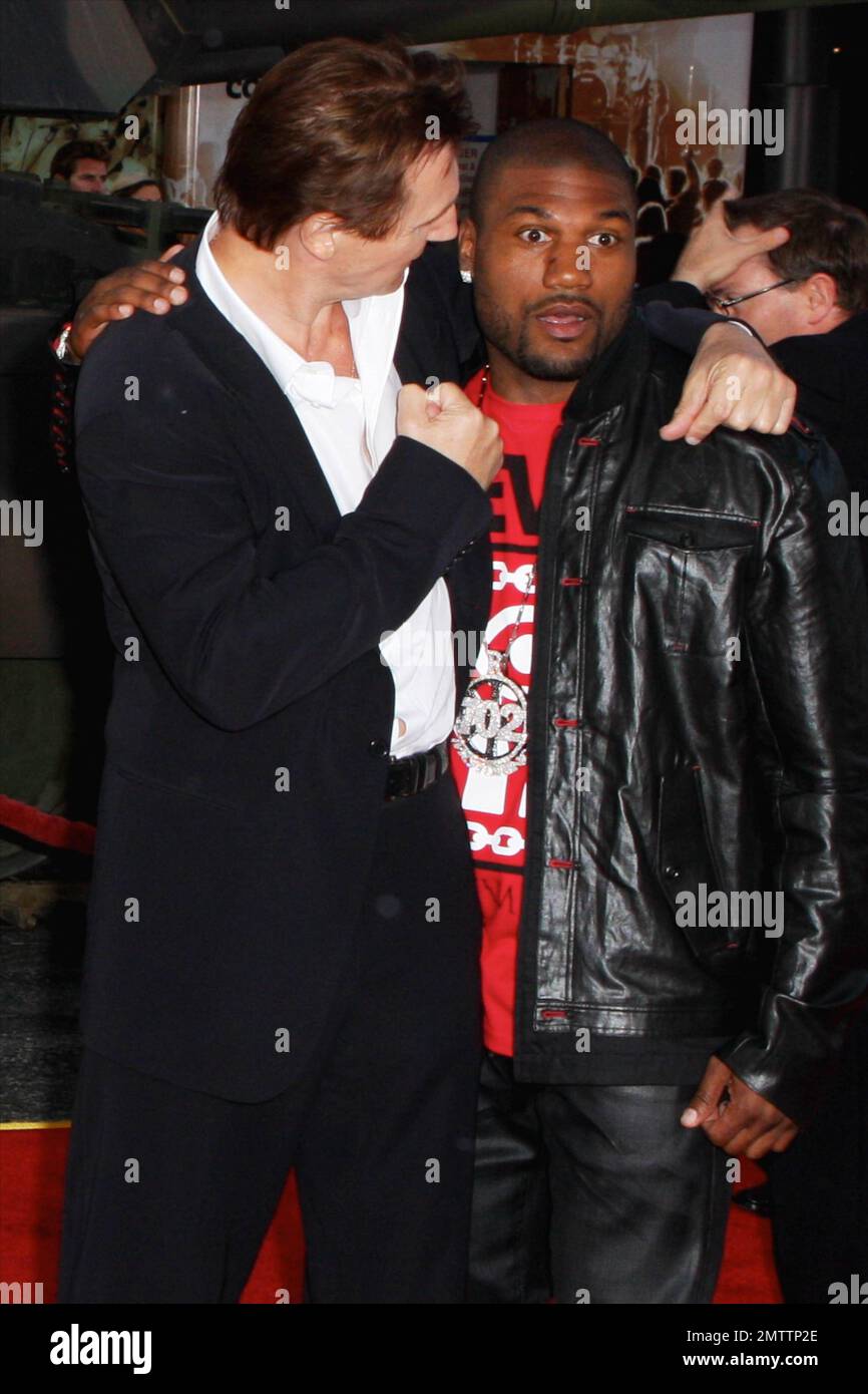 Liam Neeson and Quinton 'Rampage' Jackson arrive at the premiere of "The ATeam" held at Grauman