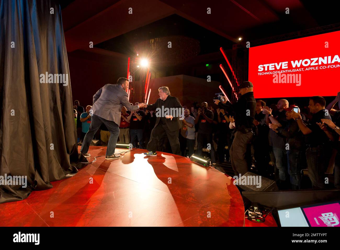 IMAGE DISTRIBUTED FOR MATTRESS FIRM Mattress Firm CEO Ken Murphy welcomes to the stage tech icon Steve Wozniak for the Mattress Firm BEDTalks on Tuesday May 9 2017 in Houston. Mattress