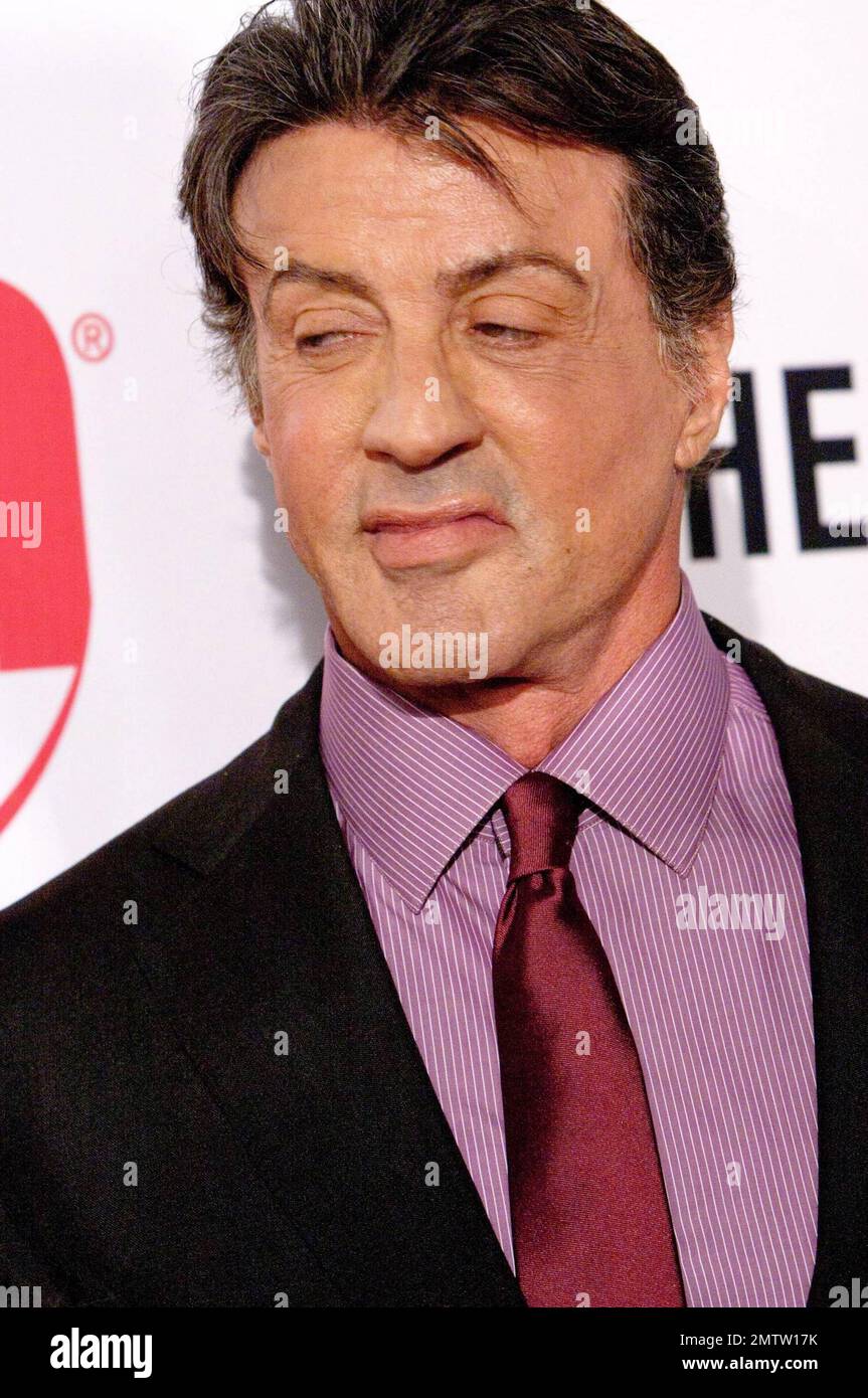 Sylvester Stallone poses on the red carpet before a special screening of  the ensemble action war film "The Expendables", written by Stallone, held  at the Planet Hollywood Resort and Casino. Stallone, who