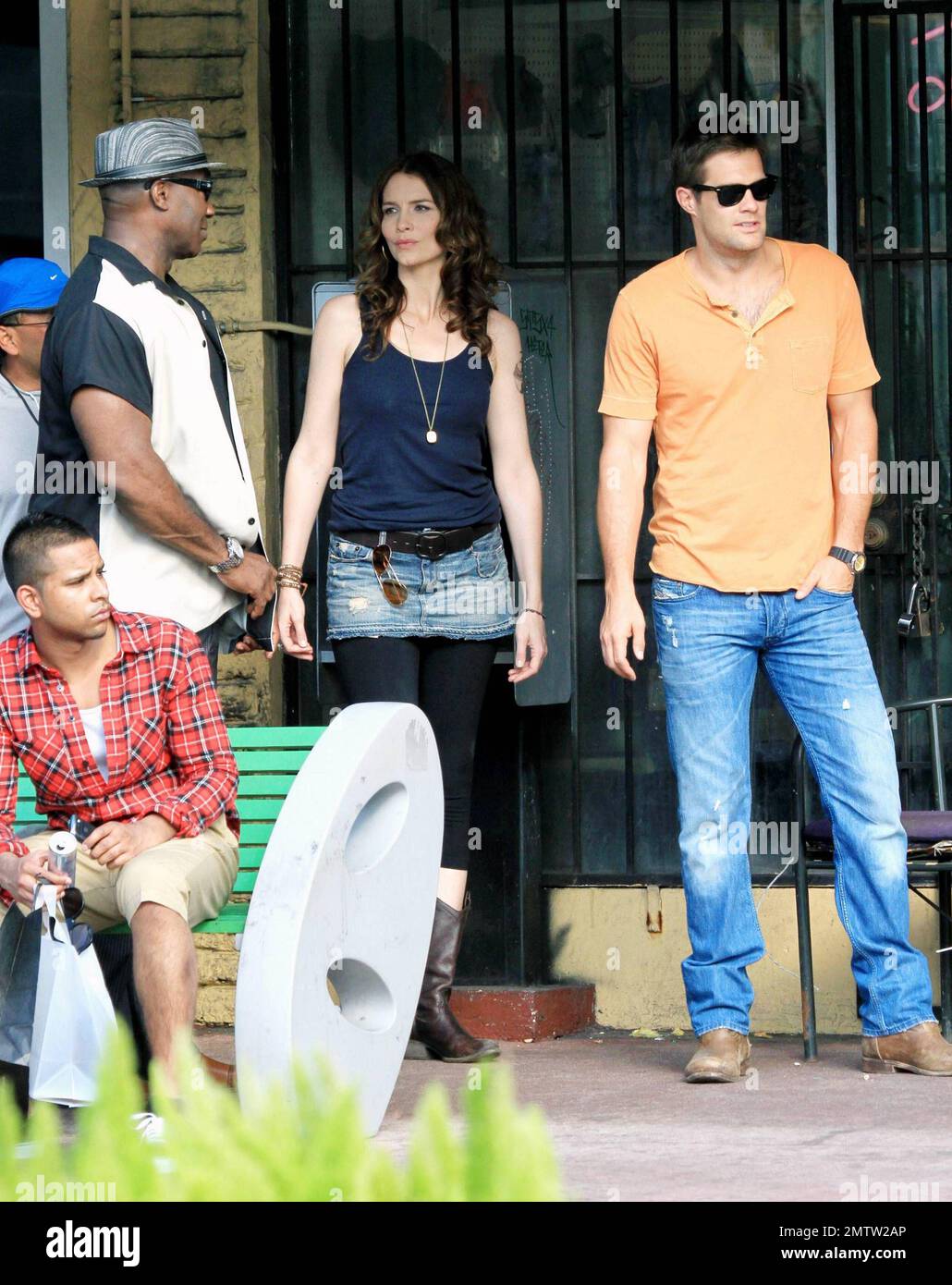 Shooting on location Michael Clarke Duncan, Saffron Burrows and Geoff