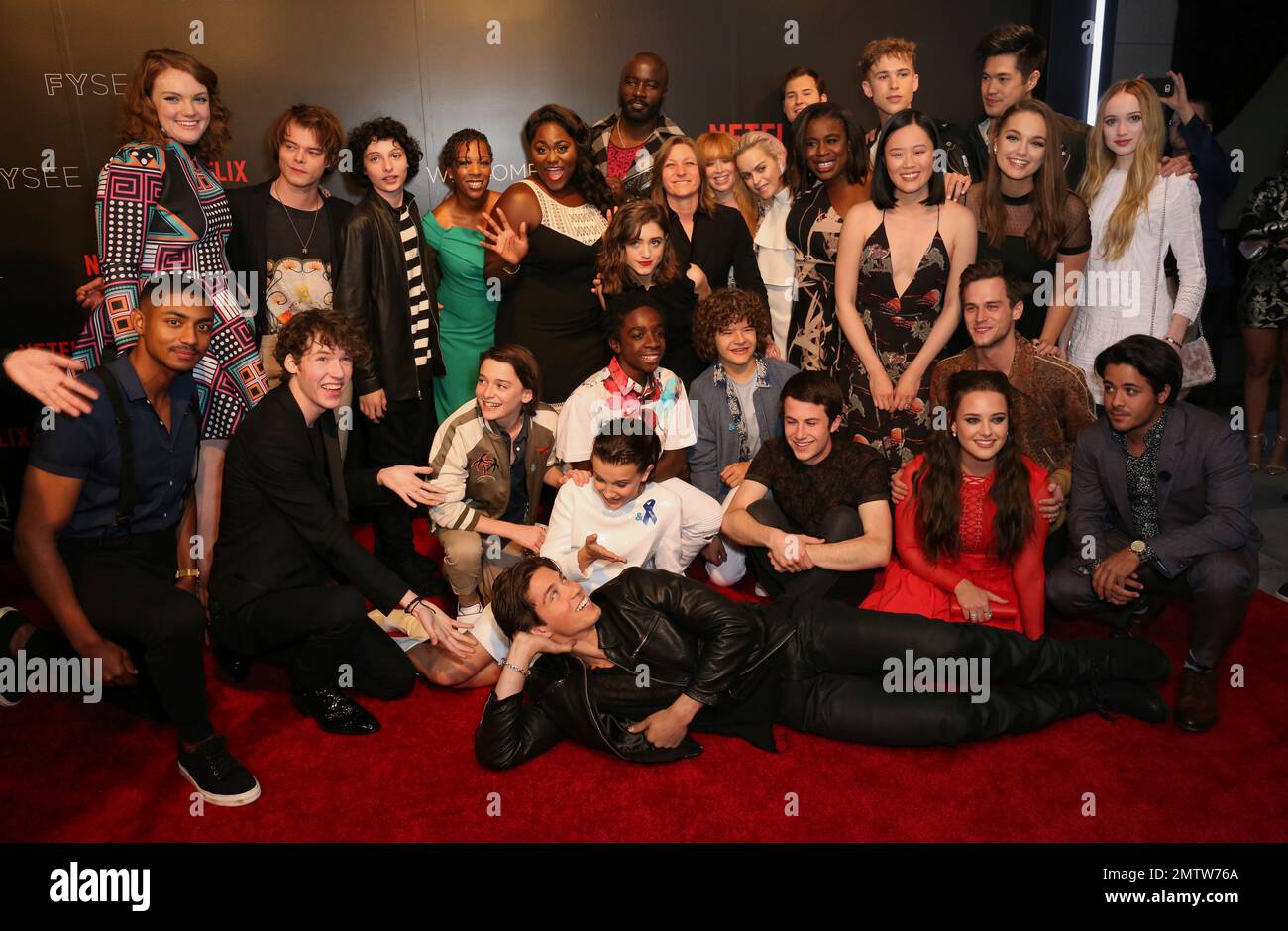 The casts of different shows of the network pose for a group photo at ...