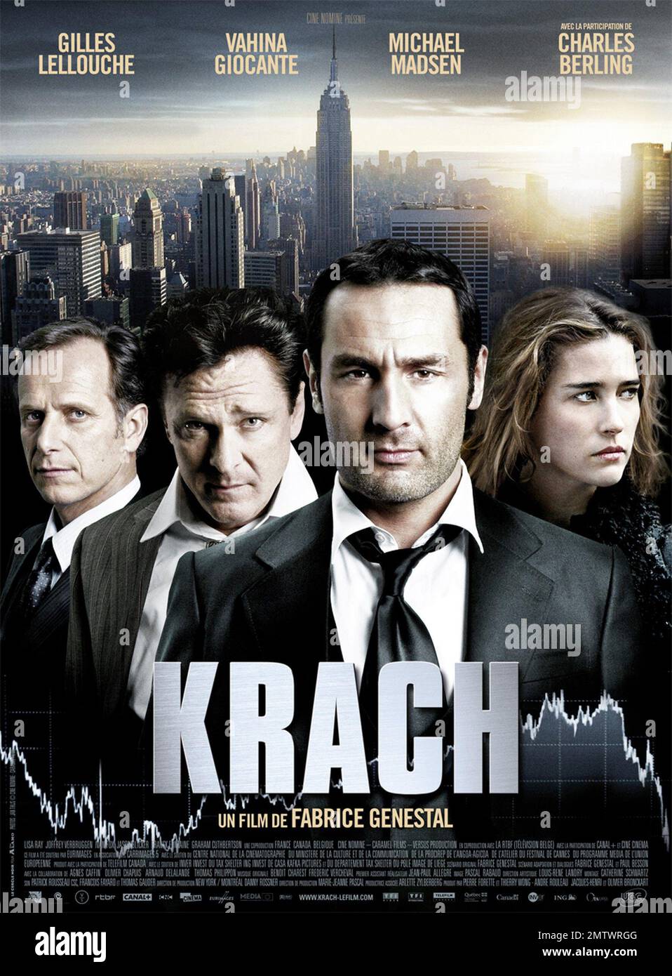Krach Year : 2010 France / Canada / Belgium Director : Fabrice Genestal Charles Berling, Michael Madsen, Gilles Lellouche, Vahina Giocante French poster Stock Photo