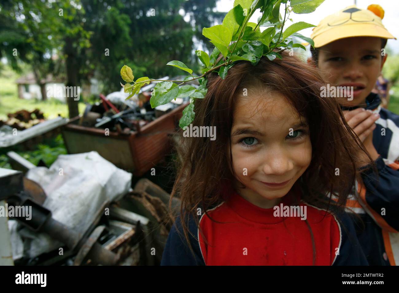 Roma girl Samira Ramic poses for photo during St. George's Day ...