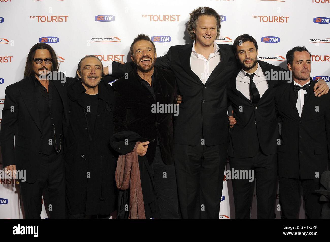 Johnny Depp and cast at the premiere of 'The Tourist' in Rome, Italy. 12/15/10. Stock Photo
