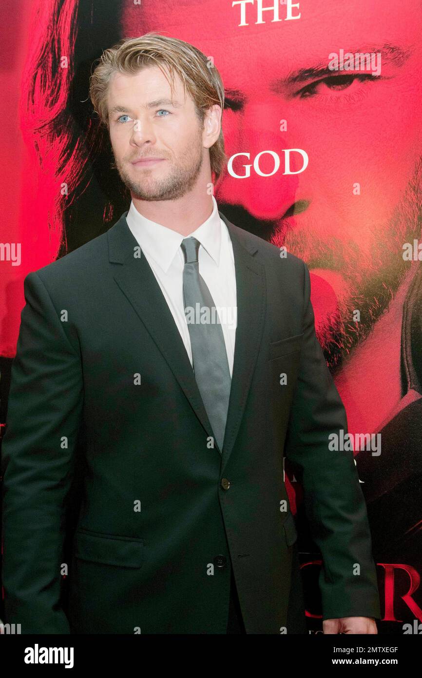 Australian actor Chris Hemsworth poses for photographers at the world premiere of "Thor", directed by Kenneth Branagh, held at Event Cinemas George Street. Sydney, AUS. 04/17/11. Stock Photo