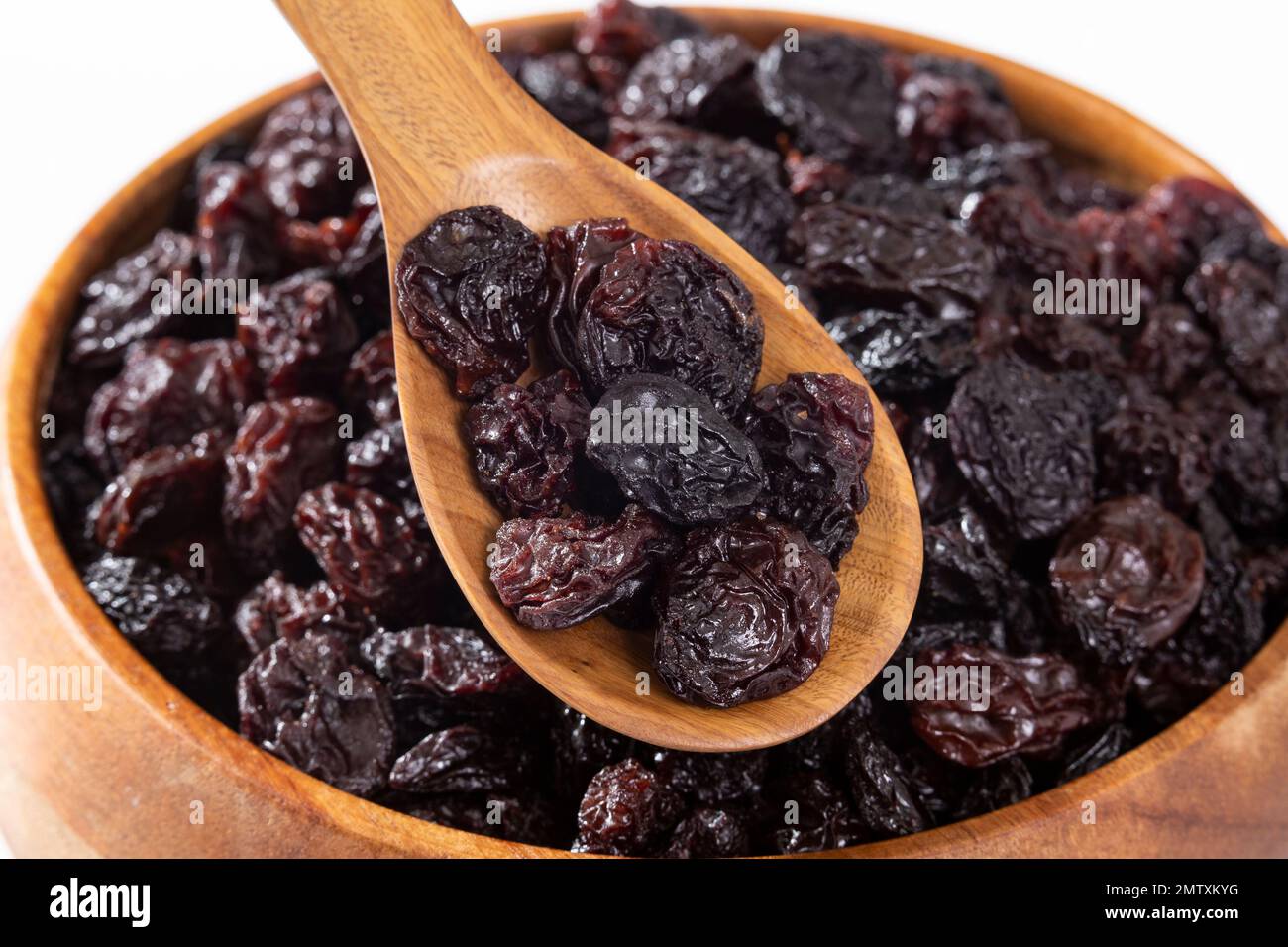 Healthy Food Nuts Dehydrated Grapes; Photo White Background Stock
