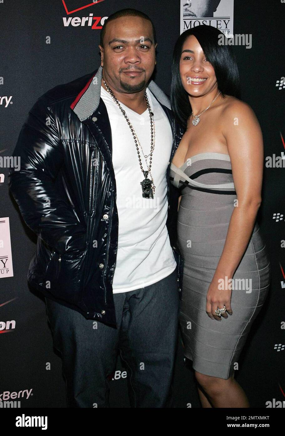 Timbaland and his wife Monique arrive on the red carpet for the Verizon