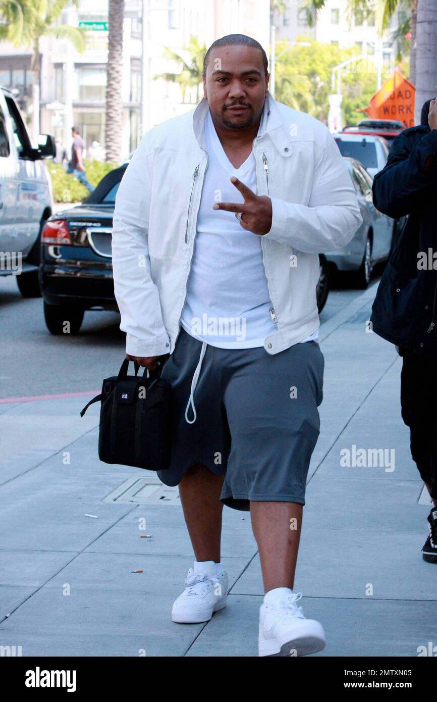 Rapper and producer Timbaland leaves the Louis Vuitton store after