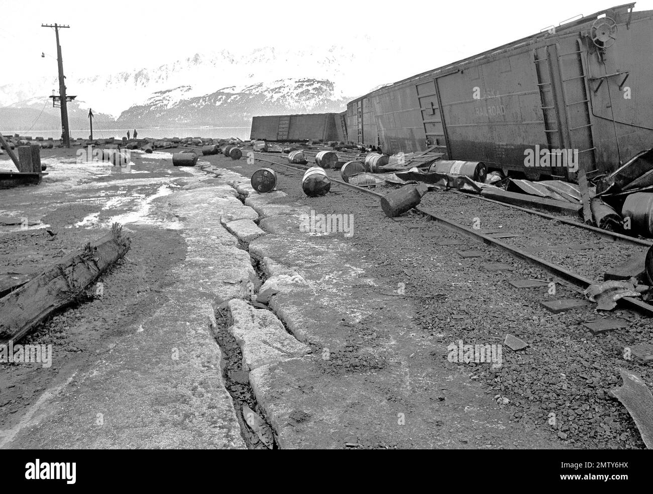 A large fissure in the earth's crust shows the path of the devastating ...