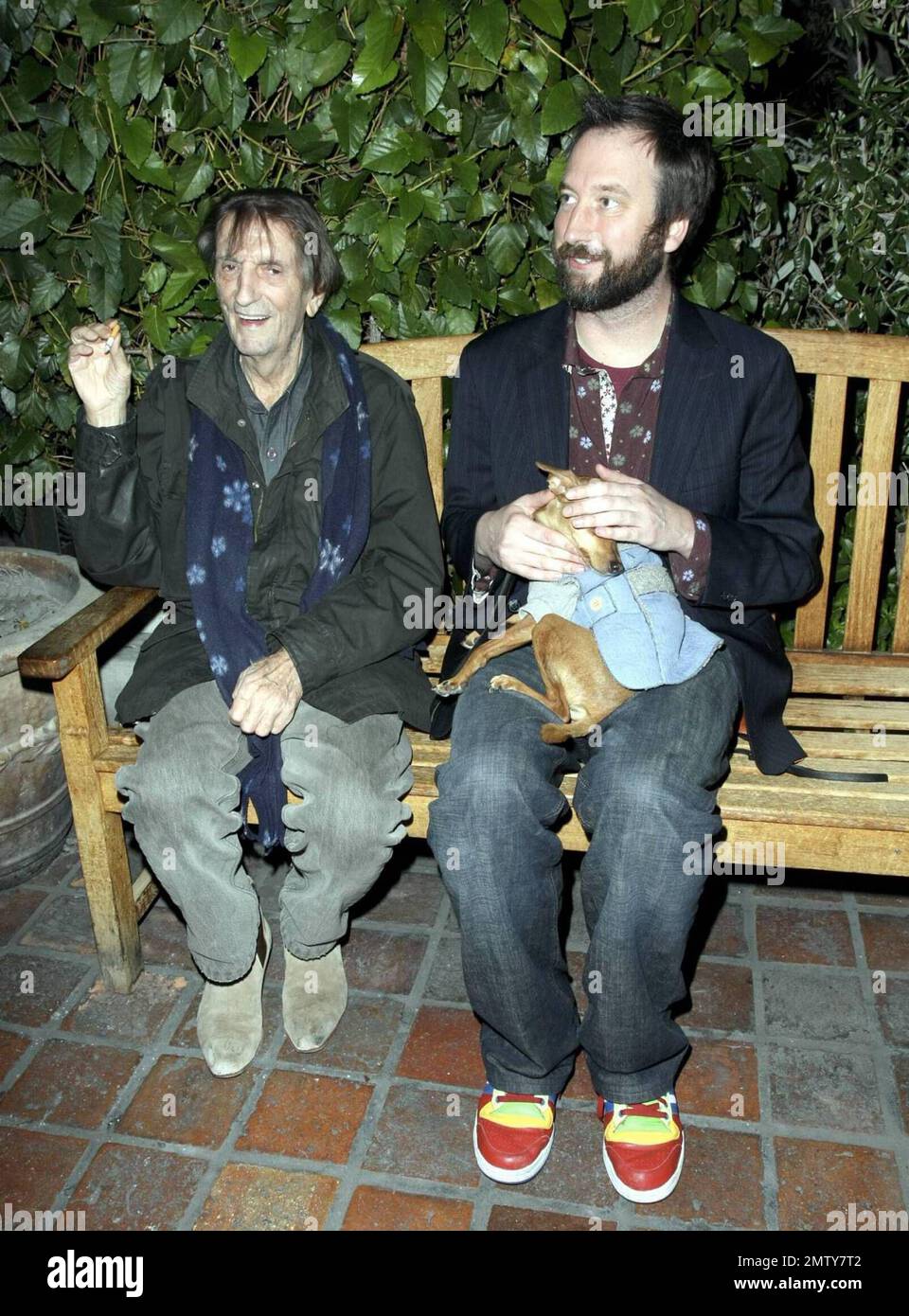 Drew Barrymore's ex-boyfriend, funnyman Tom Green enjoys an evening out at  the restaurant Ago dining with UK comedienne Olivia Lee, star of 