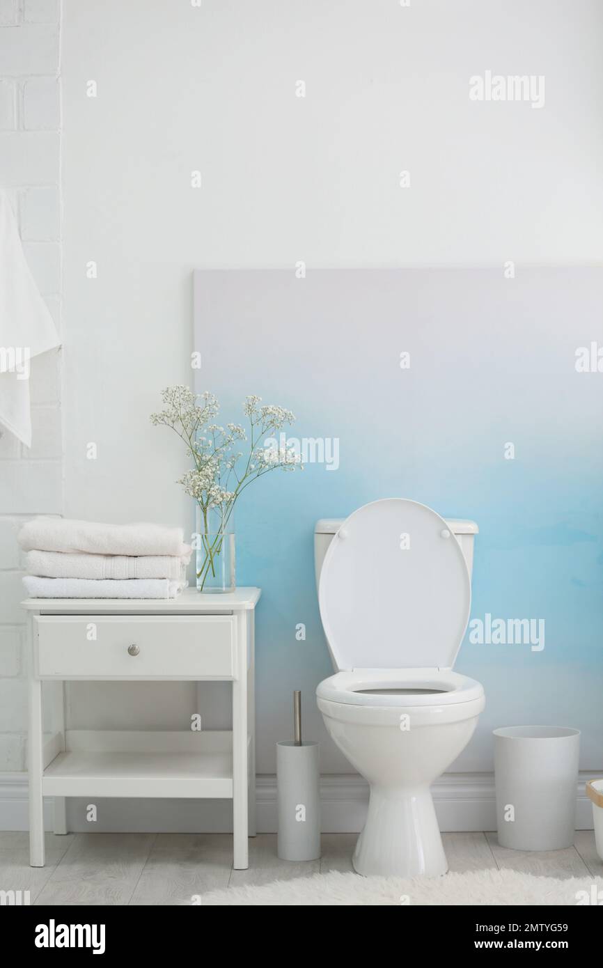 Modern toilet bowl in stylish bathroom interior Stock Photo - Alamy