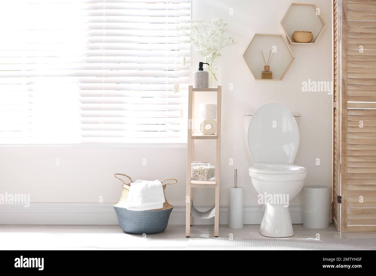 Modern toilet bowl in stylish bathroom interior Stock Photo - Alamy