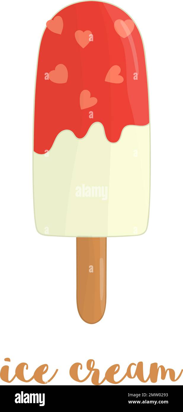 Vector illustration of colorful ice-cream. Sweet summer dessert. Drawing of ice isolated on white background. Stock Vector