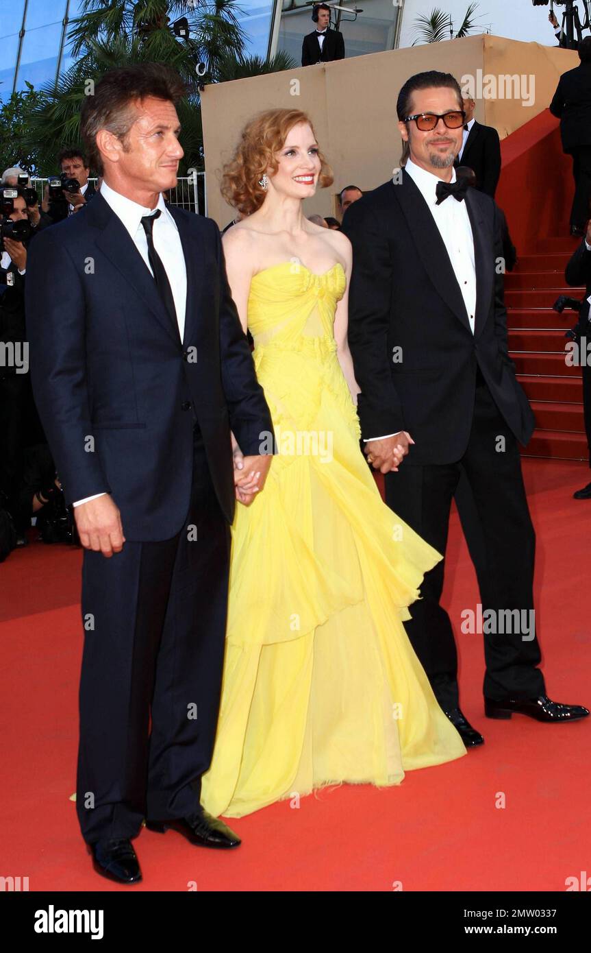 Sean Penn, Jessica Chastain and Brad Pitt at the premiere