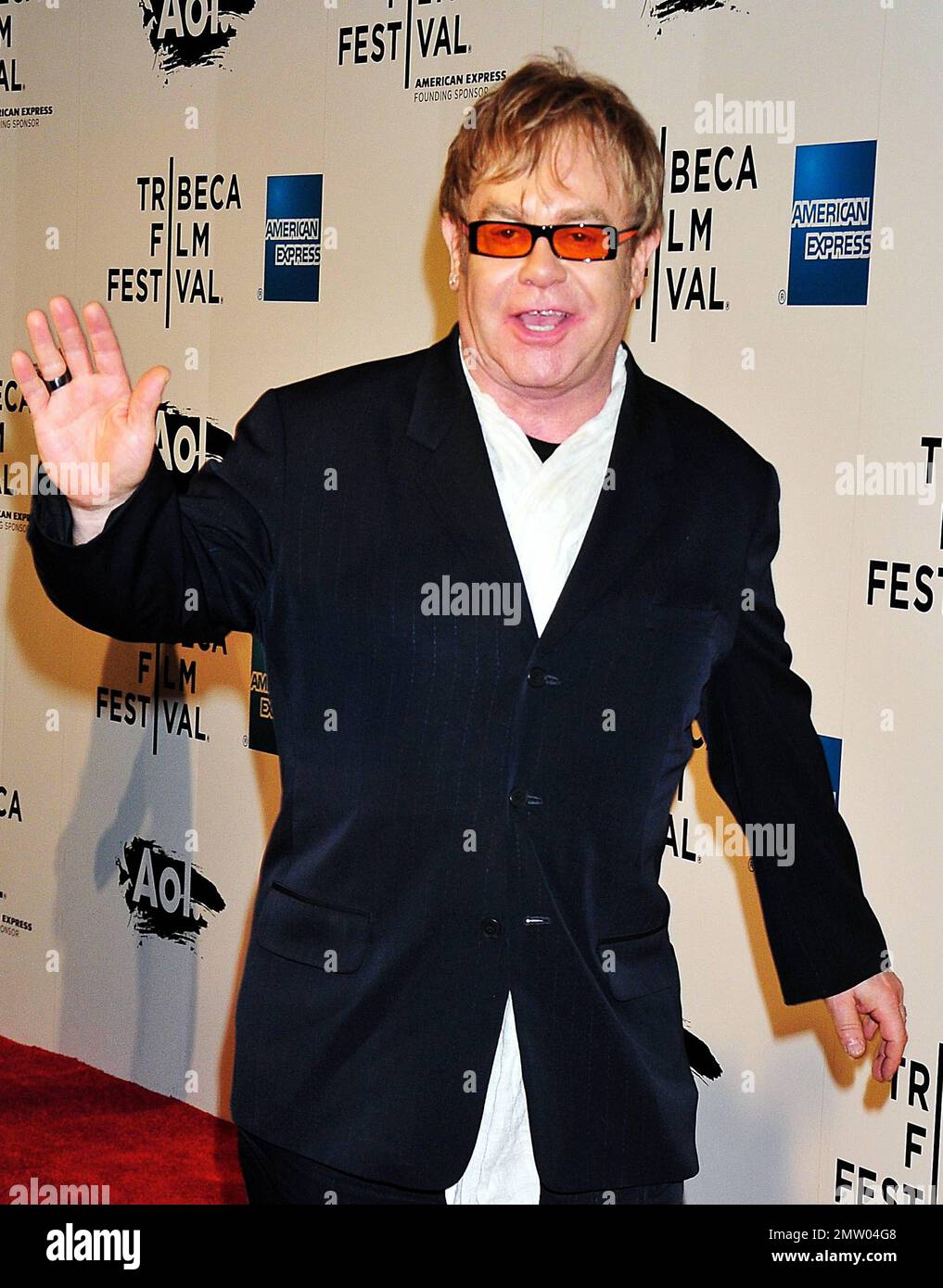 Elton John at the opening night of the Tribeca Film Festival, the world premiere of Cameron Crowe's 'The Union' featuring musical legends Elton John and Leon Russell. New York, NY. 4/20/11. Stock Photo
