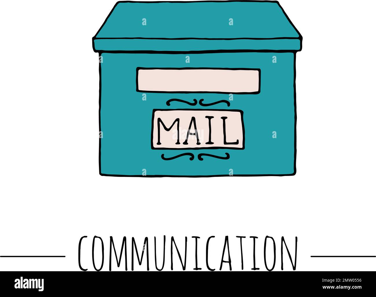 Vector vintage mail box. Retro illustration of post box for letters