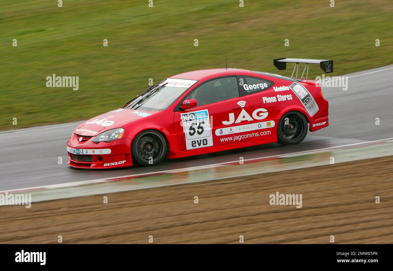 John George racing in the Honda Integra Type-R at Brands Hatch racing circuit in Kent England during the 2008 British Touring car championship. Stock Photo
