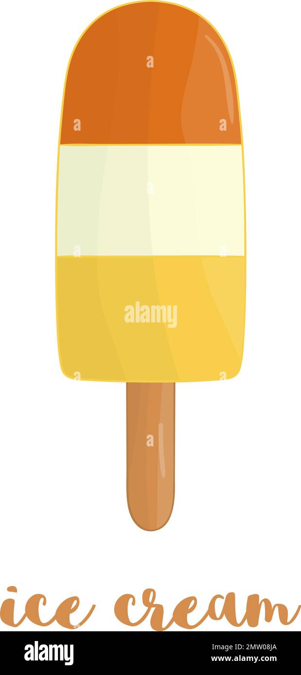 Vector illustration of colorful ice-cream. Sweet summer dessert. Drawing of ice isolated on white background. Stock Vector