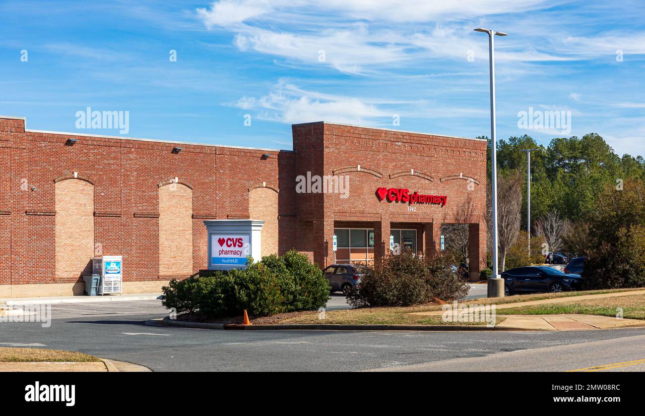 WAXHAW, NC, USA28 JAN 2023 CVS Pharmacy, building and sign, monument