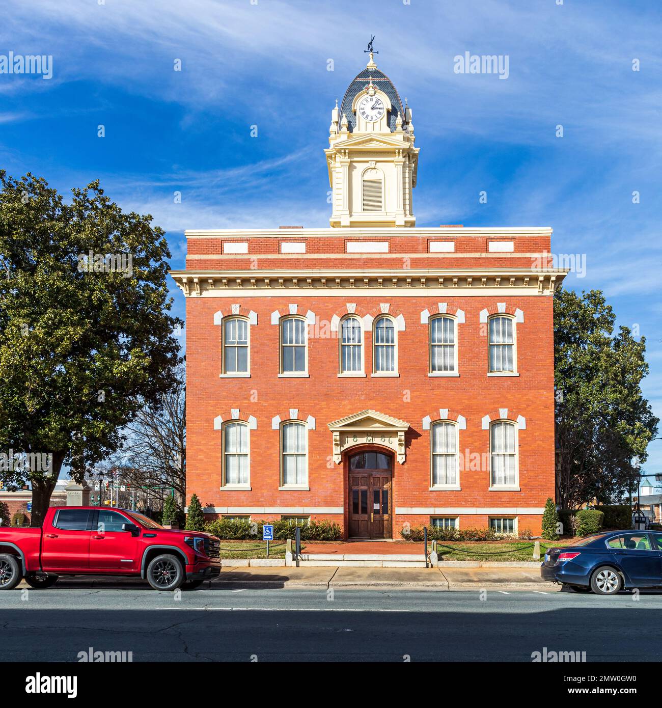 MONROE, NC, USA28 JAN 2023 End view of historic 1886 late Victorian