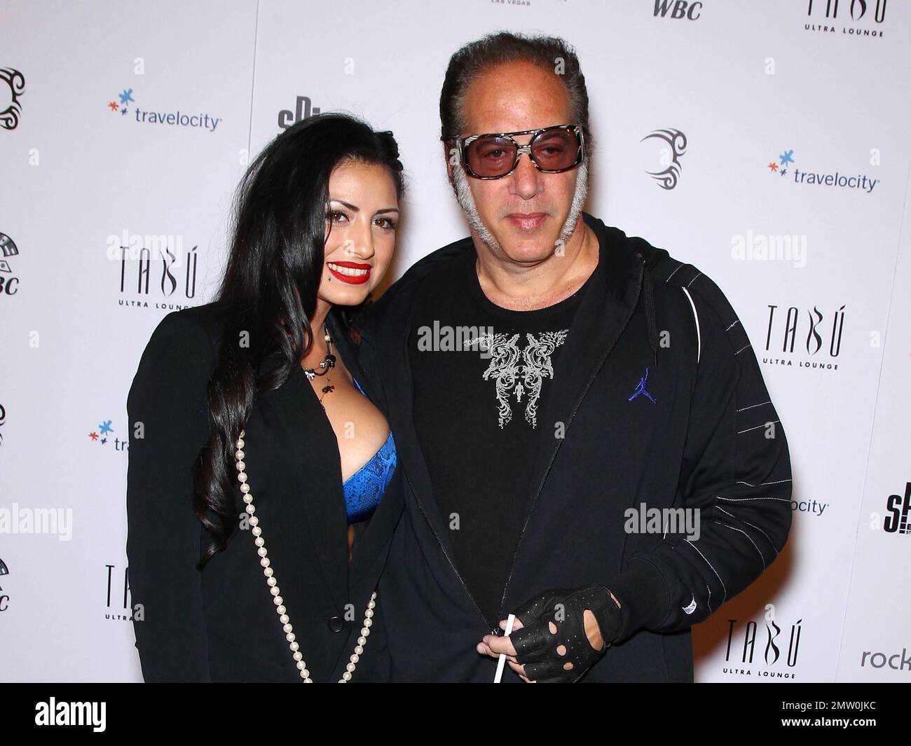 Valerie Vasquez and Andrew Dice Clay at the grand opening of Tyson's