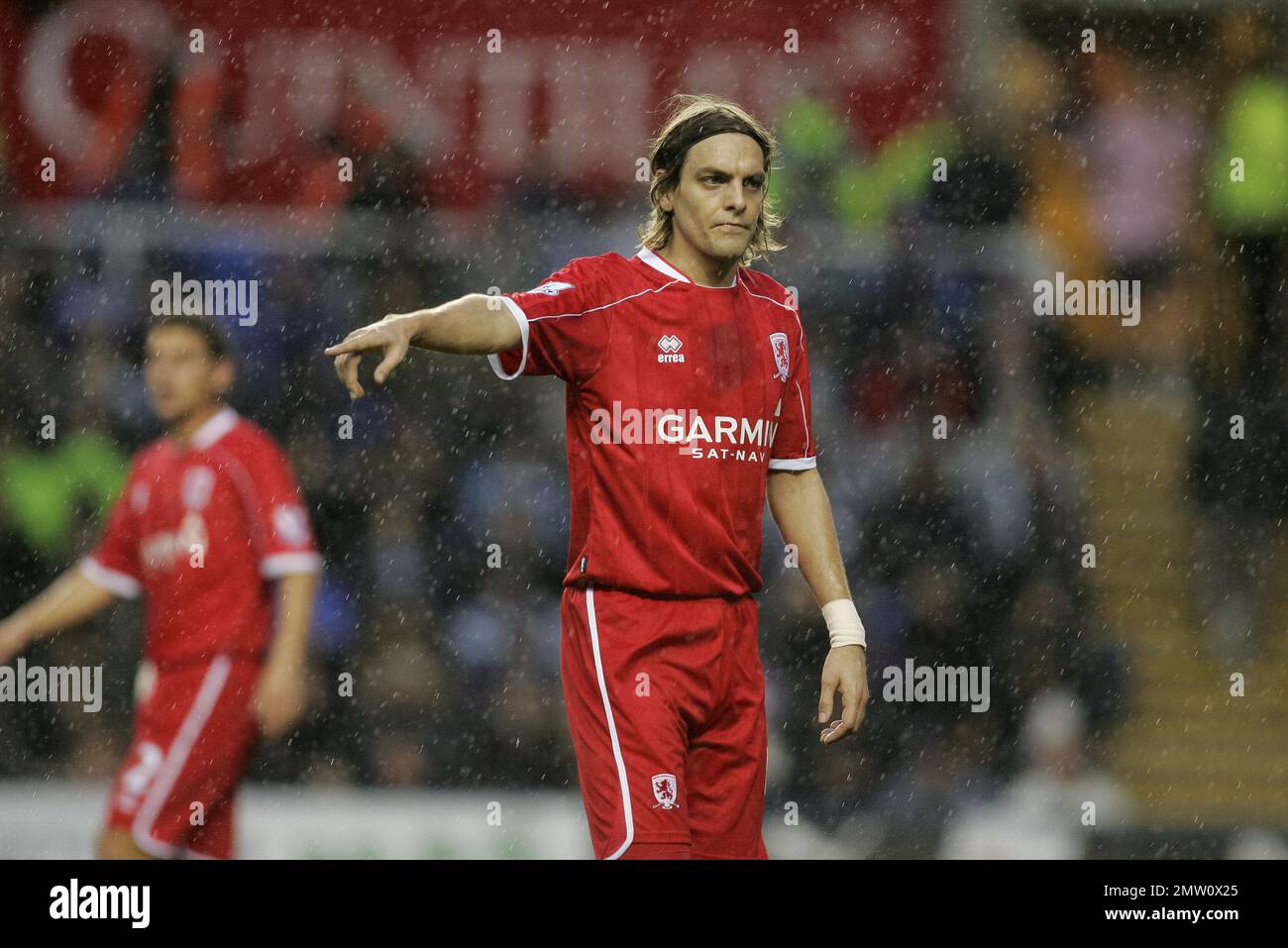 Jonathan Woodgate playing for Middlesbrough at Reading FC @nd December 2007 .This image is bound by Dataco restrictions on how it can be used. EDITORIAL USE ONLY No use with unauthorised audio, video, data, fixture lists, club/league logos or “live” services. Online in-match use limited to 120 images, no video emulation. No use in betting, games or single club/league/player publications Stock Photo