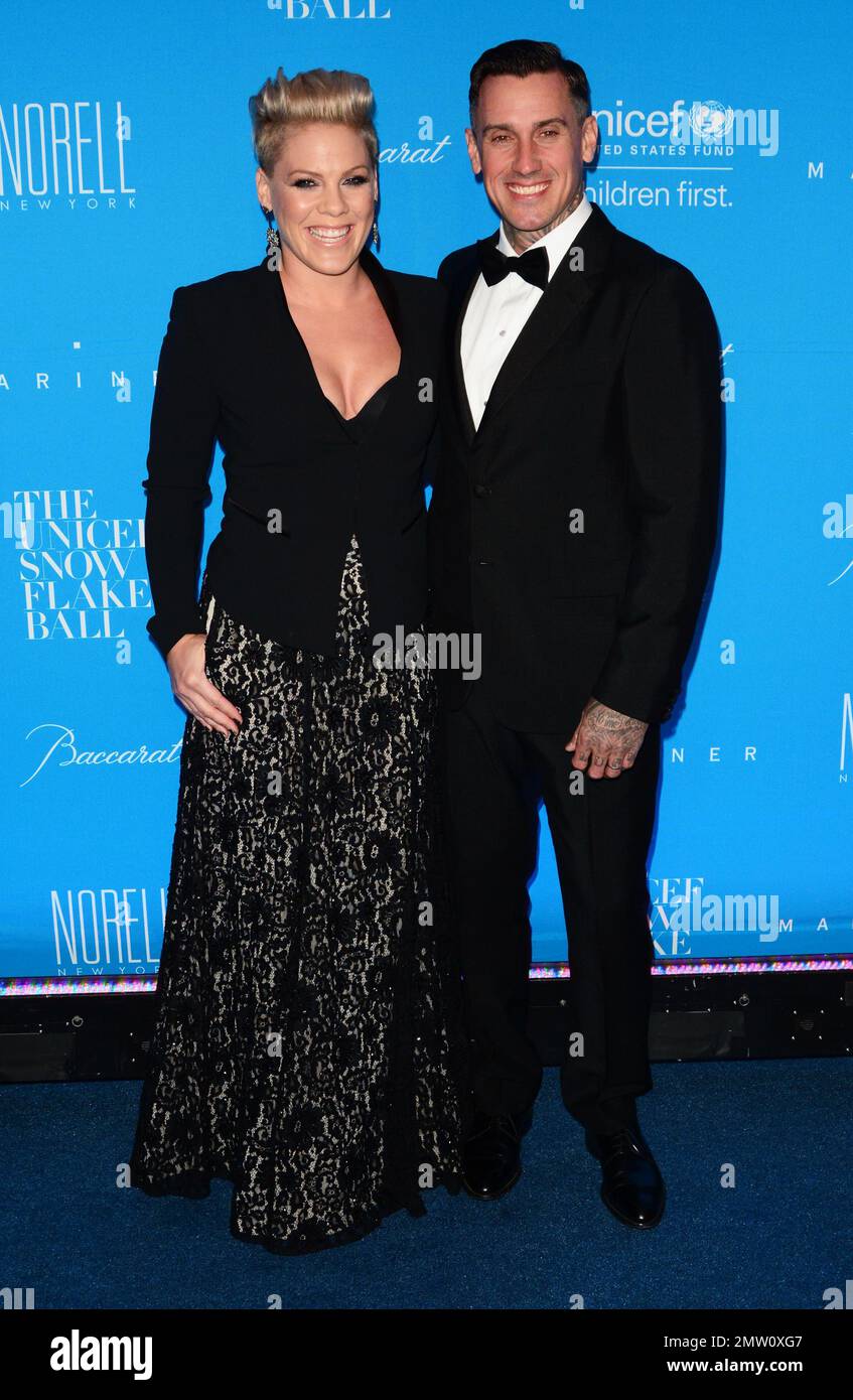 Pink and Carey Hart at the 11th Annual UNICEF Snowflake Ball at Cipriani Wall Street in New York City, NY. 1st December, 2015. Stock Photo