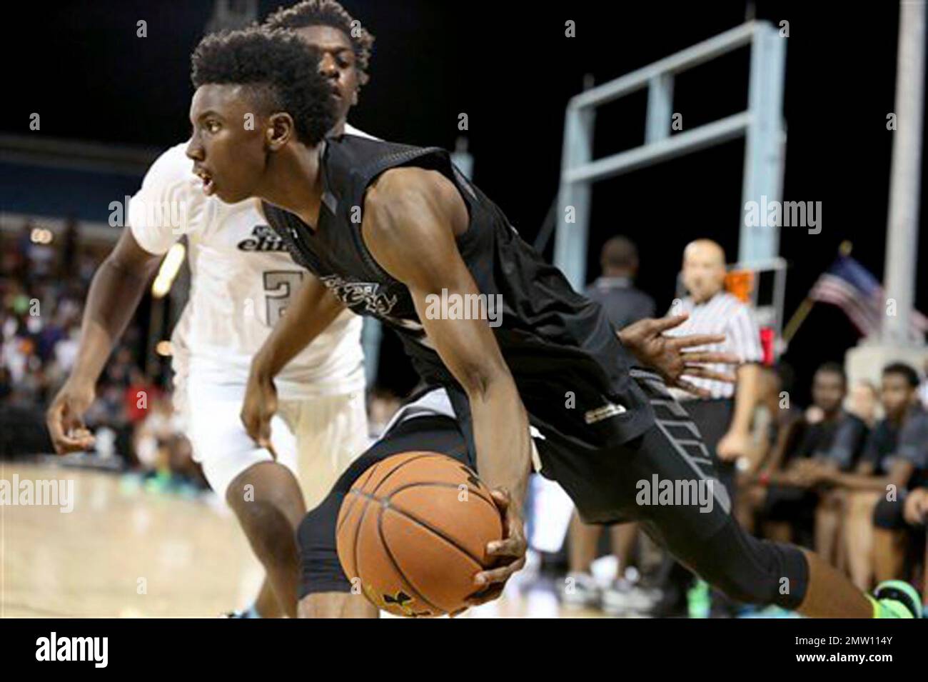 FILE - In this Aug. 20, 2016, file photo, Team Drive''s Hamidou Diallo, of  Kentucky, moves the ball against Team Clutch in the Under Armour Elite 24  basketball game in New York.