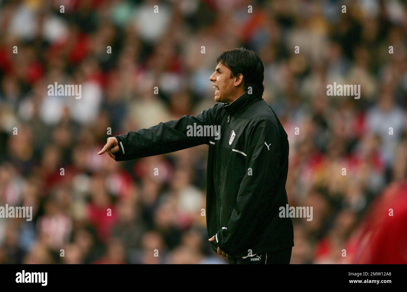 Chris Coleman Fulham manager on the sidelines at Craven cottage in 19th September 2004 against Southampton..This image is bound by Dataco restrictions on how it can be used. EDITORIAL USE ONLY No use with unauthorised audio, video, data, fixture lists, club/league logos or “live” services. Online in-match use limited to 120 images, no video emulation. No use in betting, games or single club Stock Photo