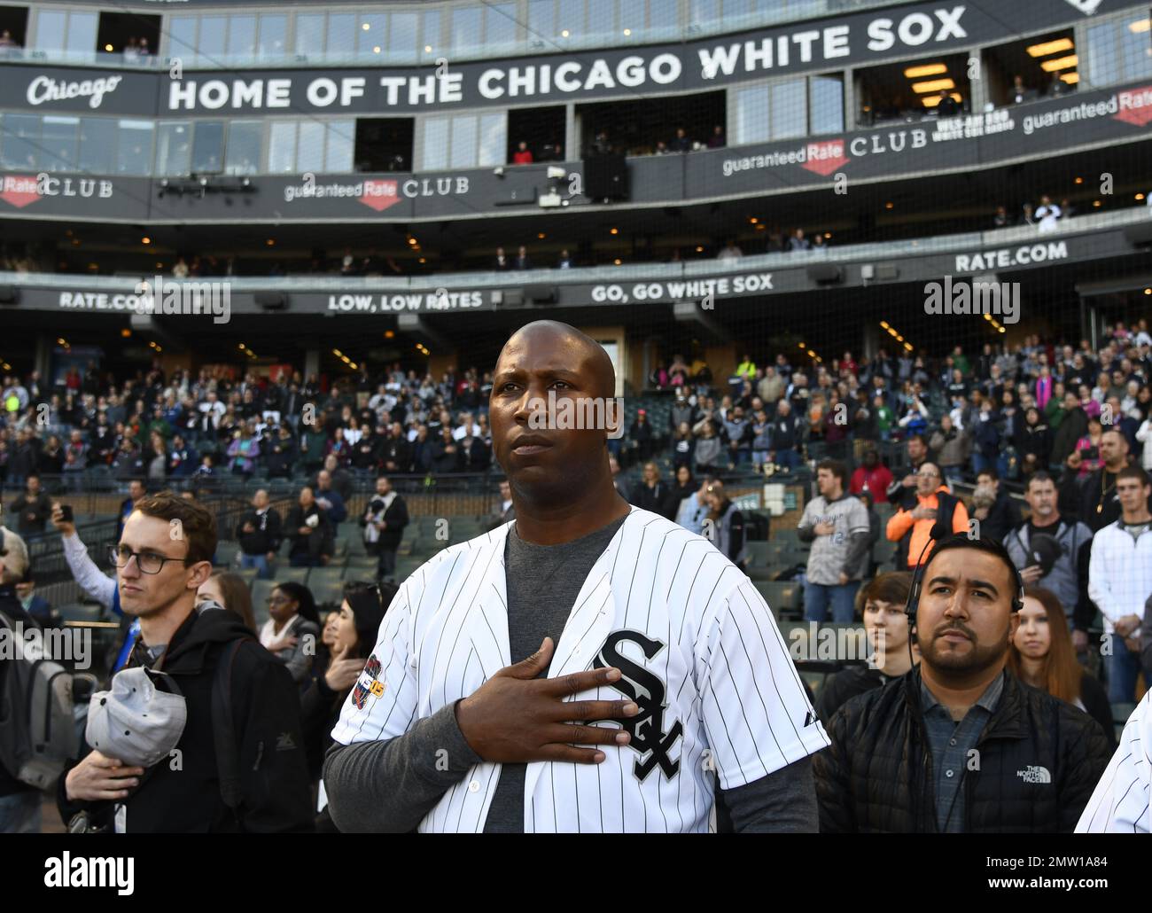 World Series MVP Jermaine Dye speaks to fans at a parade and rally