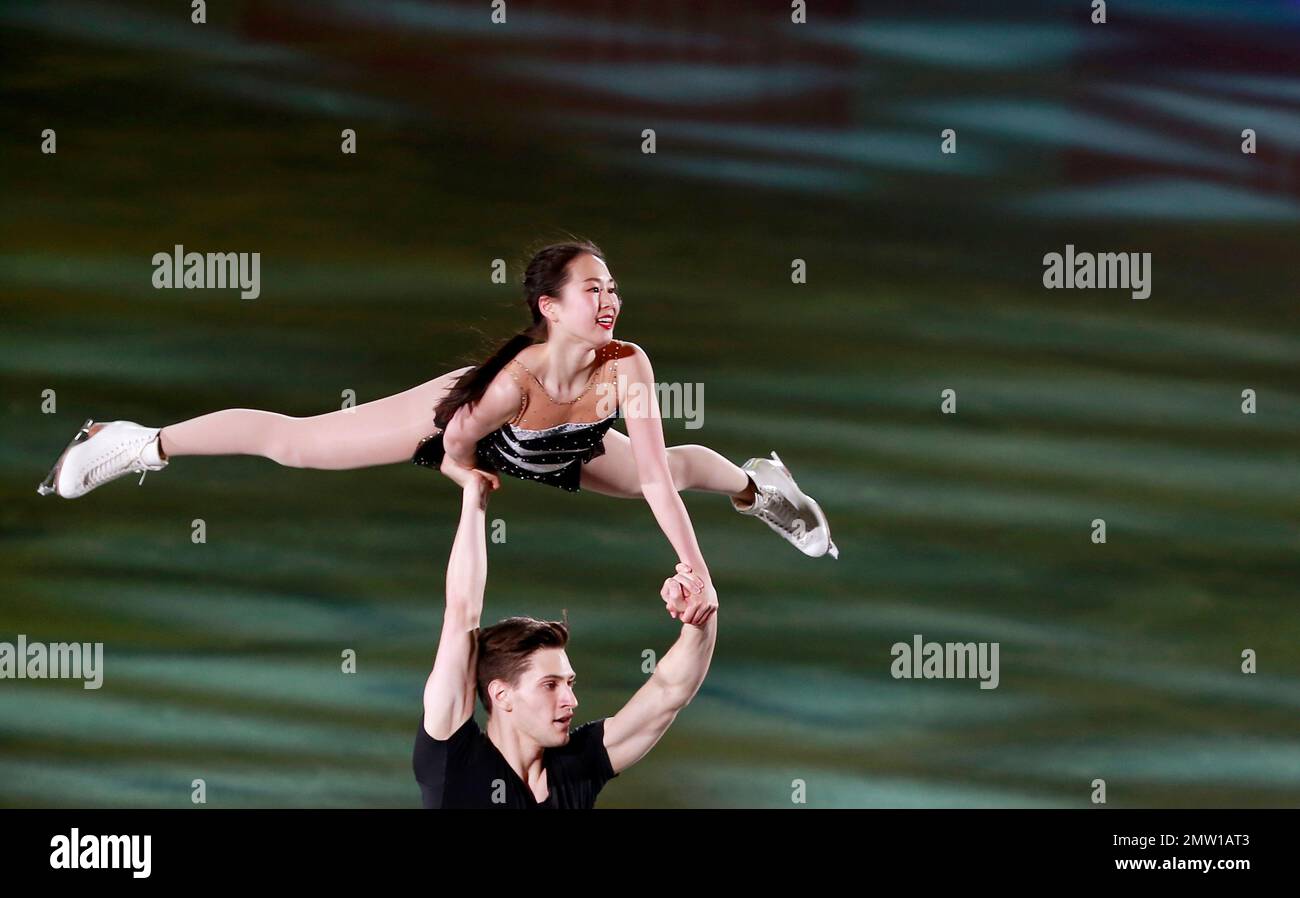 Sumire Suto and Francia Boedreauaudet of Japan perform during the gale