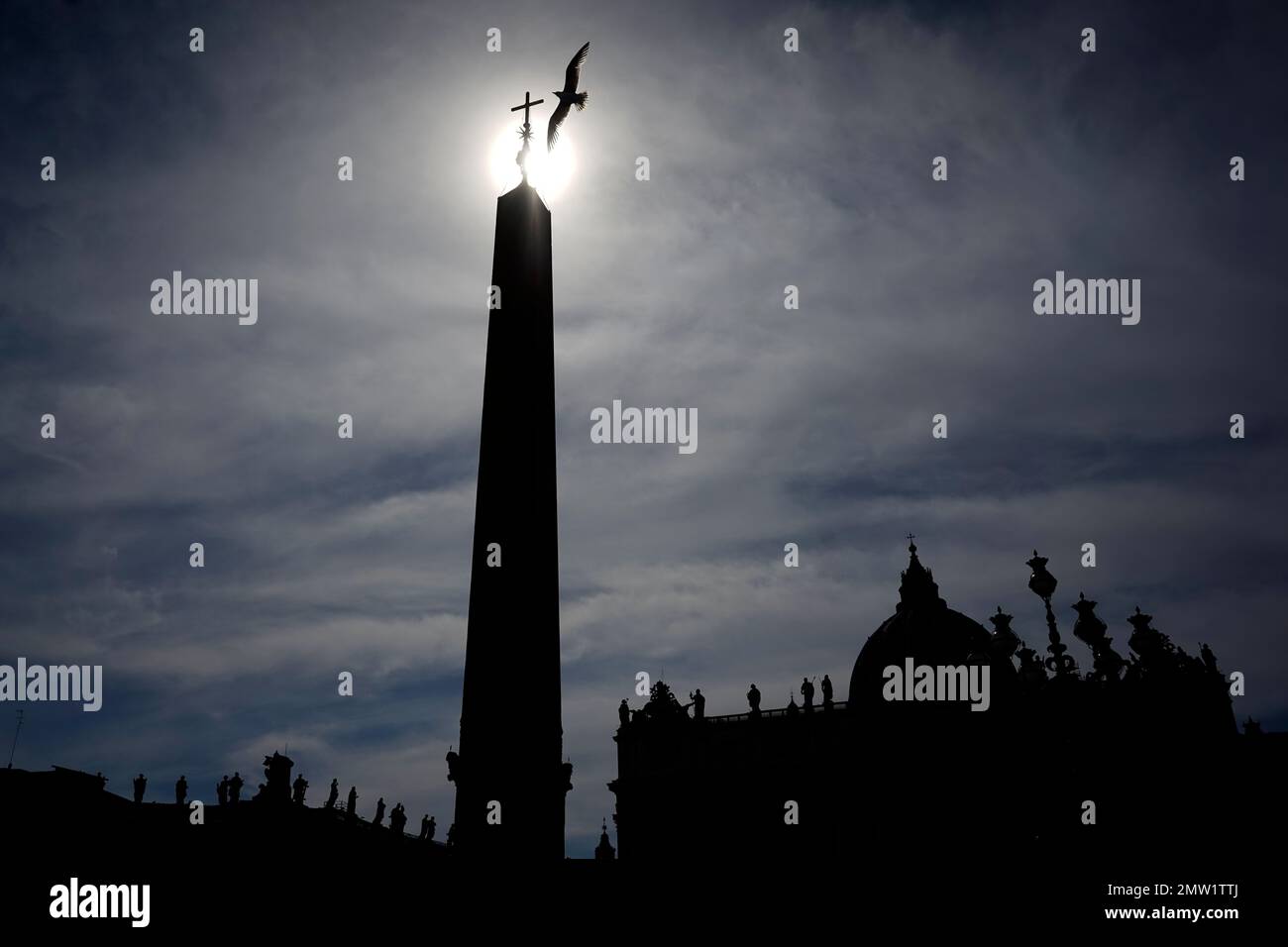 A seagull flies by the top of the 25,5 meters (83 feet) tall Egyptian ...