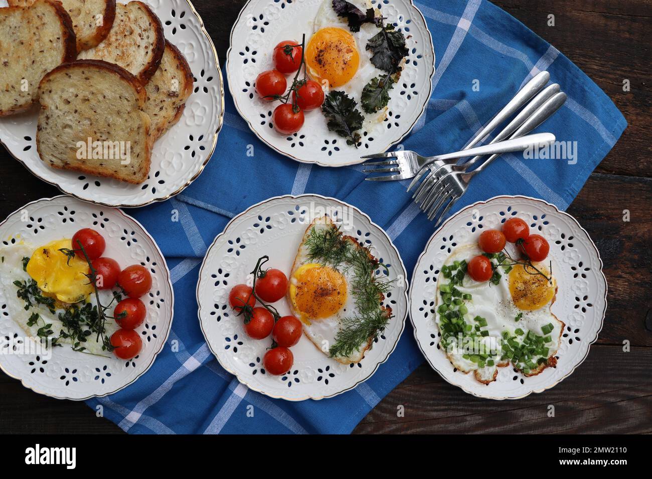 Healthy breakfast . Freshly made, delicious meal of eggs and vegetables