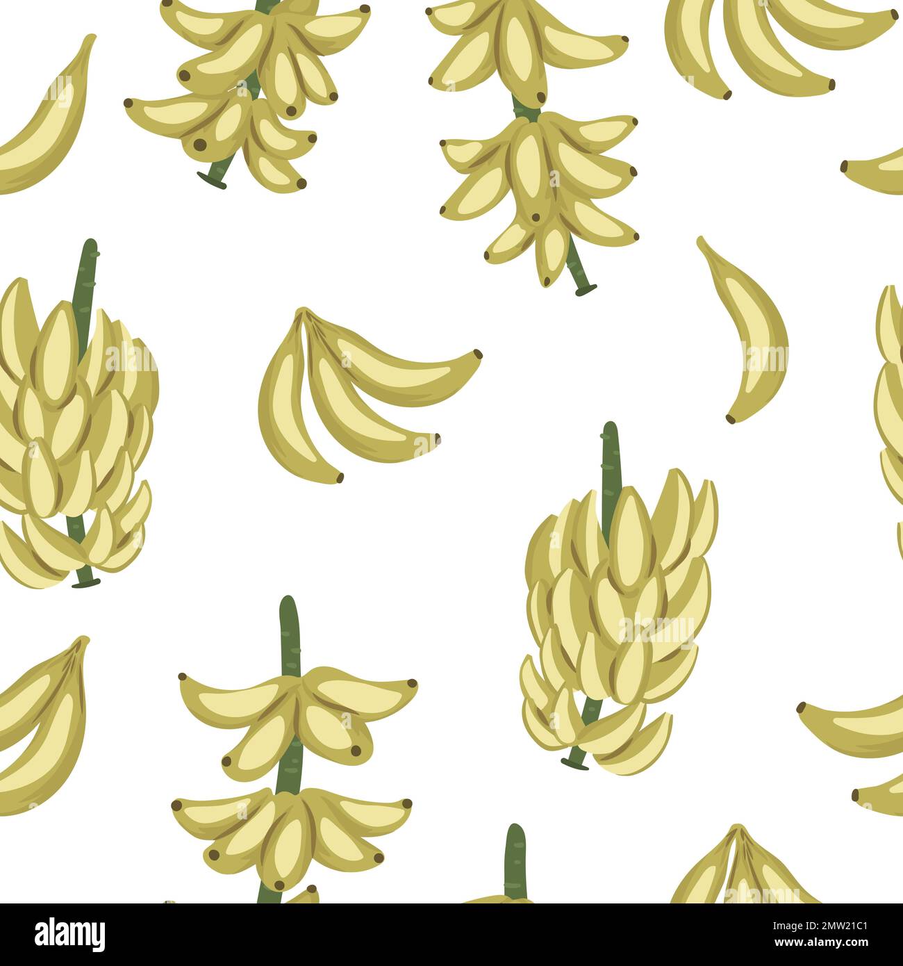 Vector tropical banana fruit, bunch and twig seamless pattern. Jungle ...