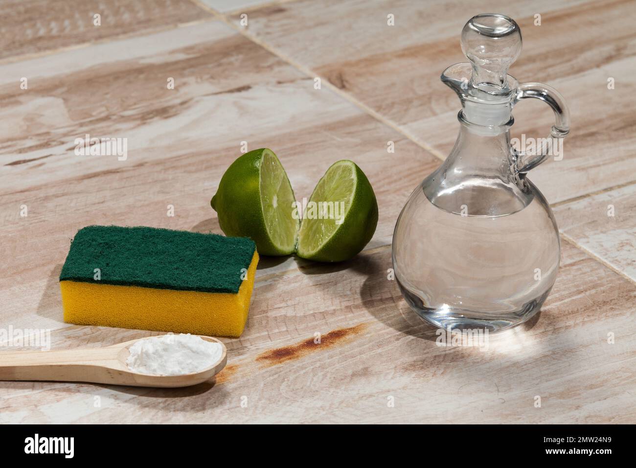 Baking soda sodium bicarbonate, vinegar, and lemon; Cleaning agent