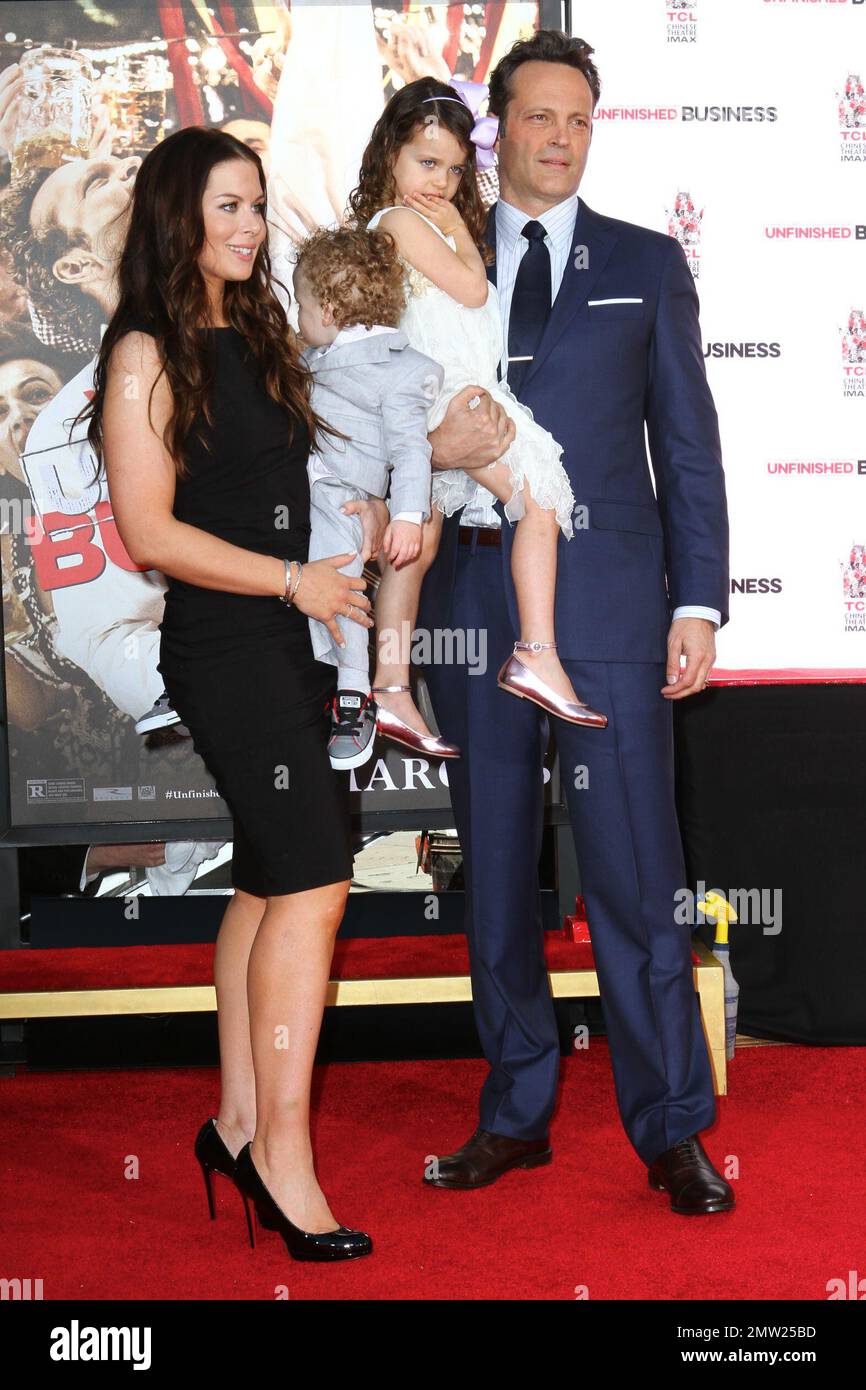 Vince Vaugh, wife Kyla Weber, daughter Locklyn Vaughn and son Vernon Vaugh at his Star Ceremony on the Hollywood Walk of Fame. Los Angeles, CA. 4th March 2015. Stock Photo