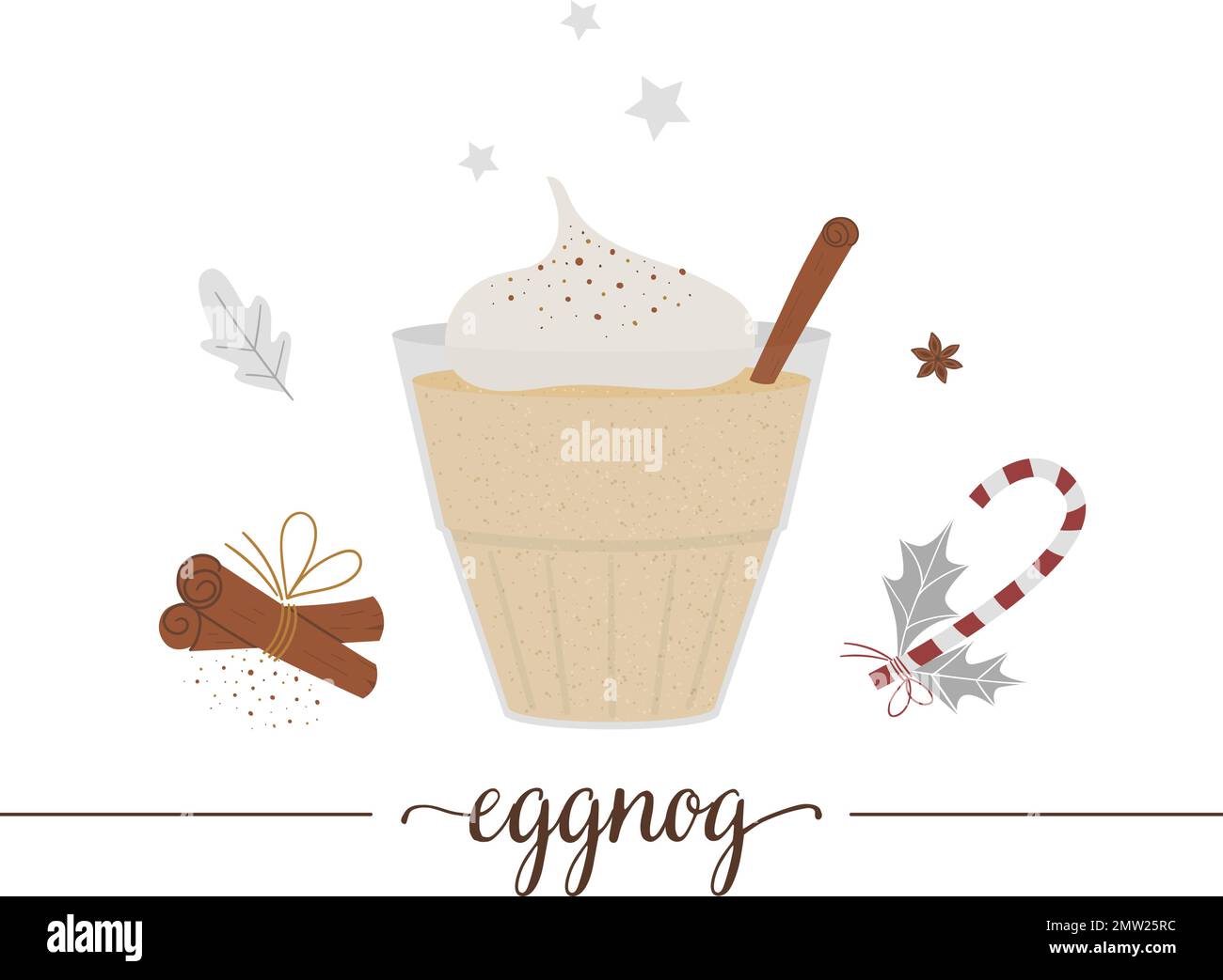 Vector illustration of eggnog isolated on white background. Winter ...